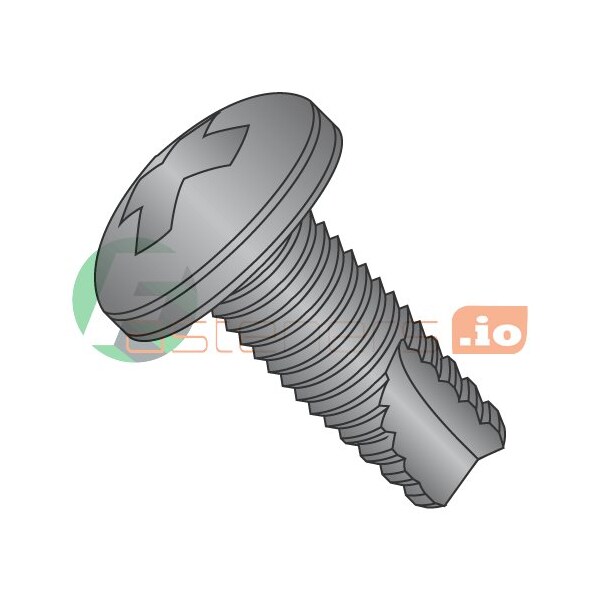 Newport Fasteners Thread Cutting Screw, #6-32 x 1/4 in, Black Zinc Plated Steel Pan Head Phillips Drive, 10000 PK 971434 - main